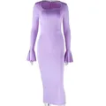 Robe fourreau lavande à manches longues avec poignets évasés à volants élégants - S / Violet