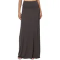 Elegant charcoal grey high-waisted maxi skirt for women, casual and comfortable homewear. - Brown