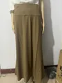 High-waisted brown maxi skirt for women in comfortable casual jersey fabric for wear - Khaki