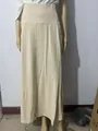 High-waisted beige maxi skirt for women, casual loungewear style - Apricot
