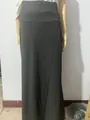 Casual high waisted bodycon maxi skirt in dark grey stretch jersey fabric for women - Space Gray