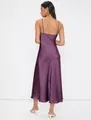 Elegant purple satin slip midi dress featuring thin straps and a sleek slim fit - XS / Tops / Purple