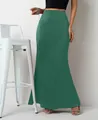 Elegant forest green satin high-waisted maxi skirt for women with a sleek silken finish - XS / Bottoms / Mint Green
