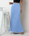 Elegant light blue satin maxi skirt for women featuring a silky finish and soft drape - XS / Bottoms / Light Blue