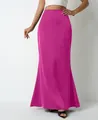 Elegant magenta satin maxi skirt for women with a smooth silky finish and flowing hem - Rose Red