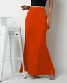 Elegant orange satin maxi skirt with a smooth finish for a sleek mermaid silhouette - Orange