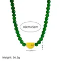 Collana estiva fatta a mano con perle verdi, ciondolo a limone e dimensioni - Collana Limone