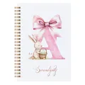 A5 spiral notebook featuring a cute watercolor Easter bunny and pink letter design - Pink Letter Ribbon-A / 80 Pieces/Pack