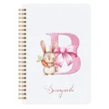 Easter rabbit A5 spiral notebook featuring a cute pink letter B and ribbon design - Pink Letter Ribbon-B / 80 Pieces/Pack