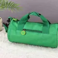 Vibrant green cylindrical multi-functional sports gym bag with adjustable shoulder strap - S / Green