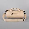Borsa sportiva cilindrica multifunzionale beige con tracolla regolabile e manici neri - Kaki