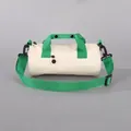 Small cylindrical gym and yoga duffel bag in bright green and off-white canvas - White + Green