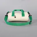 Piccola borsa da palestra e yoga cilindrica in tela verde brillante e bianco sporco - Bianco + Verde