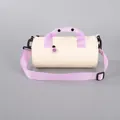 Piccola borsa sportiva cilindrica color crema e lavanda per yoga, danza e fitness intenso - Bianco + Viola