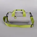 Cylindrical sports gym bag in gray and green design with adjustable shoulder strap - Grey + Green