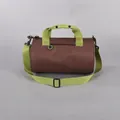 Cylindrical multi-functional sports gym bag in brown and green with shoulder strap - Dark Coffee & Green