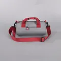 Cylindrical multi-functional sports gym bag in gray and red with adjustable strap - Grey & Angola Red