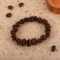 Handmade natural coffee bean bead bracelet with a rustic and vintage aesthetic style - Natural Coffee Bean Style (1)