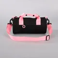 Small black cylindrical gym bag with pink straps for yoga and dance - Black + Pink