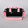 Piccola borsa sportiva cilindrica nera con cinghie rosa per lo yoga - Nero + Rosa