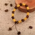 Unique handmade bracelet crafted with real natural coffee beans and yellow matte wood beads - Coffee Bean with Yellow Wood Beads Style (3)
