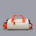 Off-white and orange cylindrical gym bag for sports and yoga with adjustable strap - White + Orange