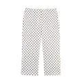 Detailed view of women's high-waist white pants with black polka dots - XS / Bottoms / Polka Dot Pants