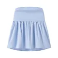 Versatile light blue strapless tube top with a pleated ruffled hem for summer - S / Tops / Blue