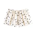 Vista dettagliata degli shorts a palloncino bianchi con pois neri per un look retrò. - XS / Pantaloni e gonne / Bianco avorio