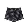 Elegante schwarz-weiß gepunktete High-Waist-Shorts für Damen, modische SKU-Variante - XS / Unterteile / Schwarz