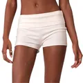 Detalle de los pantalones cortos de yoga blancos ajustados con cintura doblada cómoda - S / Blanco