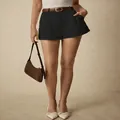 High-waisted pleated wide-leg suit shorts in black with minimalist style - S / Bottoms / Black