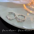 Elegantes silbernes Schmetterling Zirkon Ring Set für Damen mit verstellbaren schmalen Ringen - Schmetterlings/Strass 2er-Set (J786 Silber) / Silber