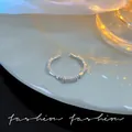 Eleganter silberner offener Ring im Bambus-Stil mit funkelnden weißen Zirkonia - Bambus-Strass-Offener Stil (J676 Silber) / Silber