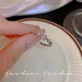 Eleganter silberner offener Ring mit sternförmigen rosa und weißen Zirkonsteinen für Damen - Rosa/Weiße Sternstrass-Stil (J897 Silber) / Silber