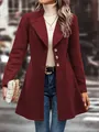 Elegant burgundy lapel woolen coat for women, perfect for stylish autumn street look - S / Tops / Angela Red