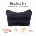 Seamless strapless black tube top bra with adjustable straps and extension buckle. - M / Tops / Includes Straps and Extender / Black