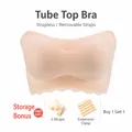 Seamless nude strapless bandeau bra for plus size women with extra straps and extender - M / Tops / Includes Straps and Extender / Nude