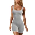 Grauer nahtloser Yoga-Jumpsuit mit quadratischem Ausschnitt für Damen Fitness und Training - S / Oberteil Und Unterteil / Sandgewaschenes Premium Grau