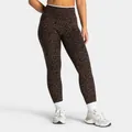 Close-up of seamless leopard print yoga leggings with high waist design for gym - XS / Bottoms / Coffee Leopard