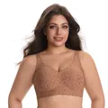 Leopard print plus size seamless wireless bra providing comfortable daily support - 3XL / Tops / Coffee Leopard