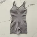 Combinaison de yoga sans couture grise pour femme avec taille haute et effet push-up sport - Gris