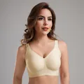 Naadloze beige beha grote maten zonder beugel met jelly glue ondersteuning voor dagelijks comfort. - S / Tops / Crème
