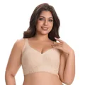 Premium plus size seamless wire-free bra featuring a subtle beige leopard print pattern - 3XL / Tops / Nude Leopard