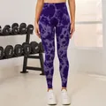 Ψηλόμεσο μωβ κολάν γιόγκα tie-dye χωρίς ραφές για γυναικεία γυμναστική προπόνηση - S / Bottoms / Tie-Dye Μοβ