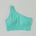 Reggiseno sportivo monospalla senza cuciture turchese per yoga e fitness training - Taglia S / Top / Verde menta