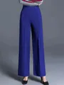 Vooraanzicht van koningsblauwe broek met wijde pijpen, elegante val en verticale plooien. - S / Saffierblauw