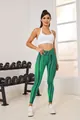Hochwertige, glänzende nahtlose Yoga-Leggings mit grünem Aurora-Muster und hoher Taille - S / Unterteile / Auroragrün