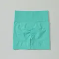 Pantaloncini da yoga senza cuciture a vita alta turchese con dettaglio scrunch butt - Taglia S / Parte inferiore (Pantaloncini)(G2219) / Verde menta
