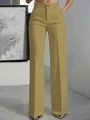 Nette broek met hoge taille, wijde pijpen, persplooien en een soepel vallend silhouet. - Khaki